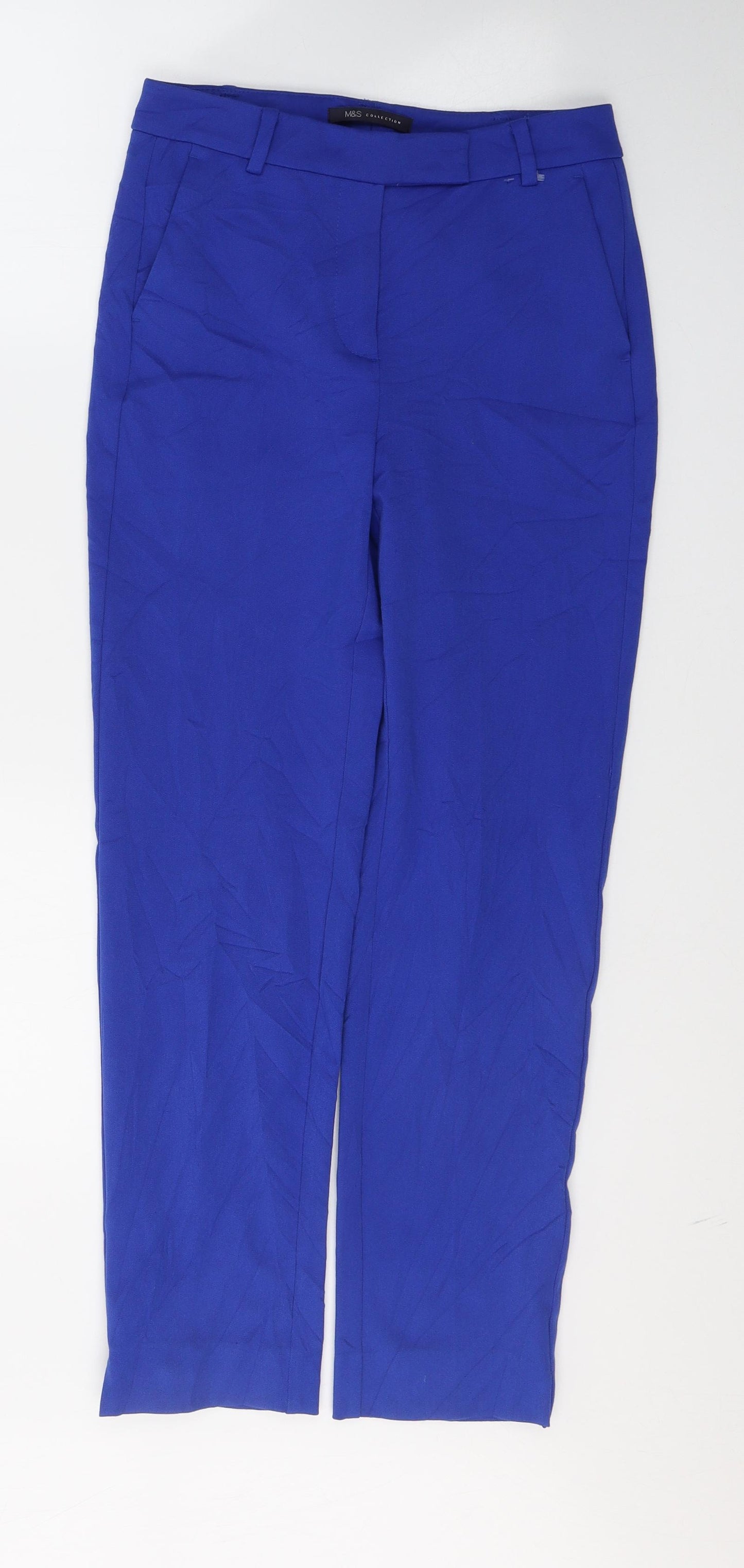 Marks and Spencer Womens Blue  Polyester Trousers  Size 6 L26 in Regular Button