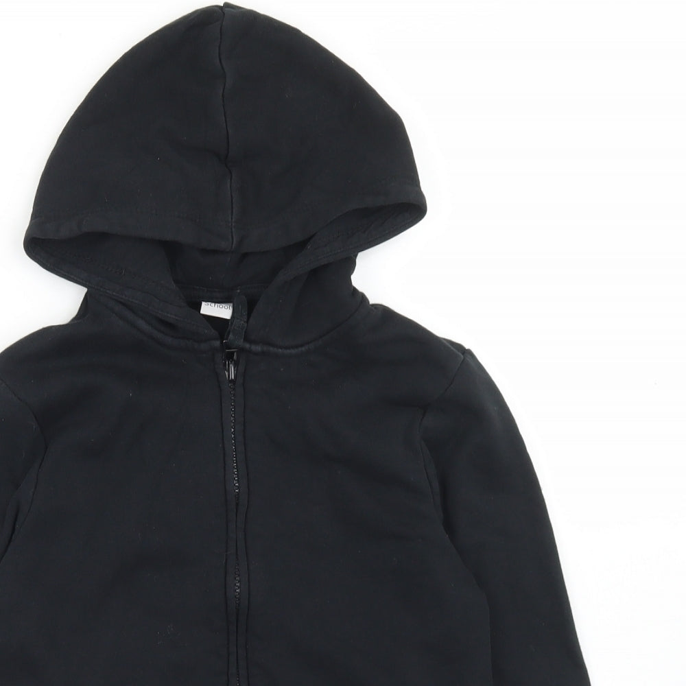 TU Boys Black  Cotton Full Zip Hoodie Size 7 Years  Zip
