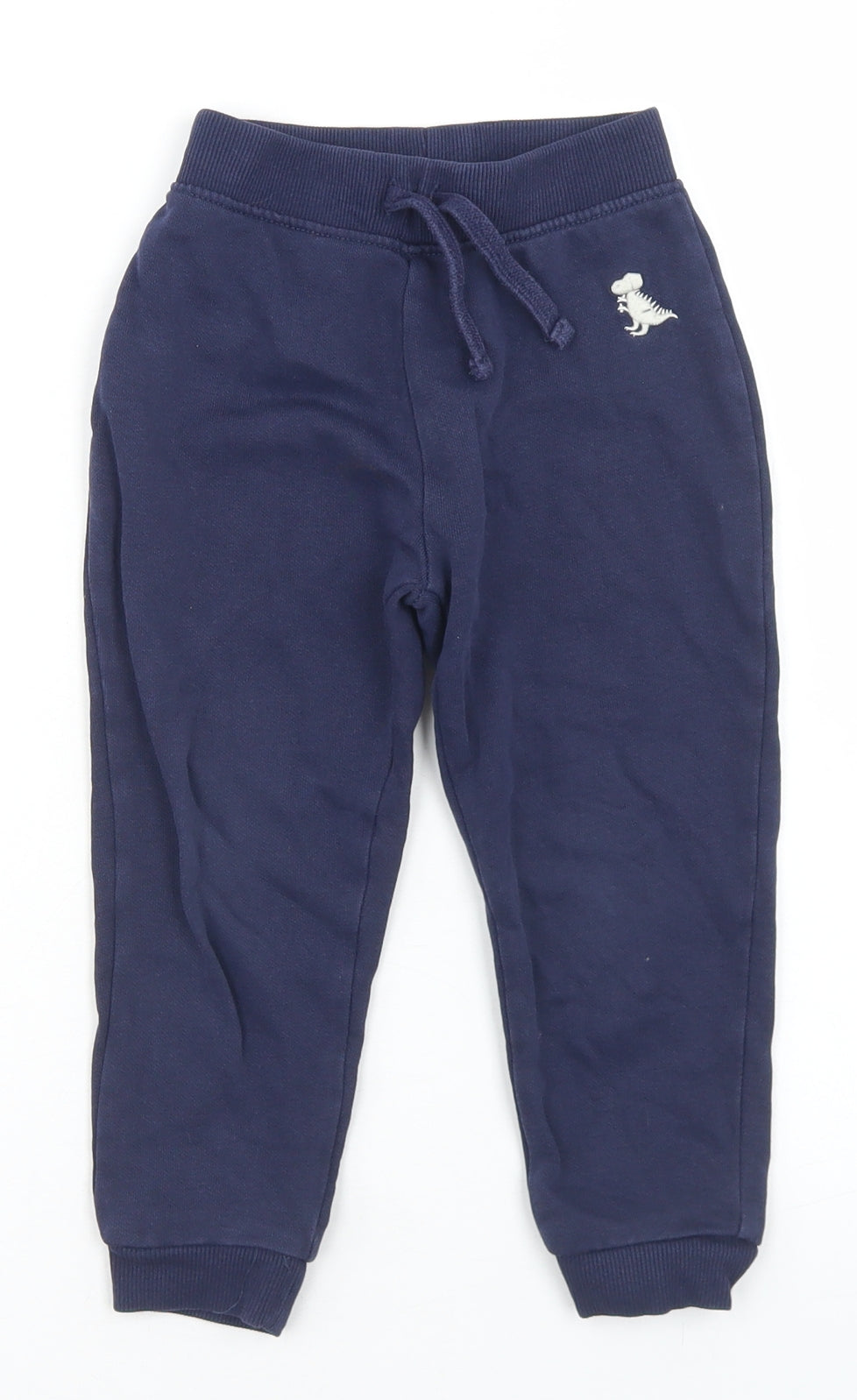 Dunnes Stores Boys Blue  Cotton Jogger Trousers Size 2-3 Years  Regular Drawstring - Dinosaur