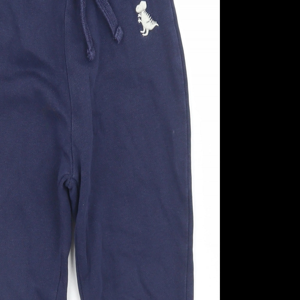 Dunnes Stores Boys Blue  Cotton Jogger Trousers Size 2-3 Years  Regular Drawstring - Dinosaur