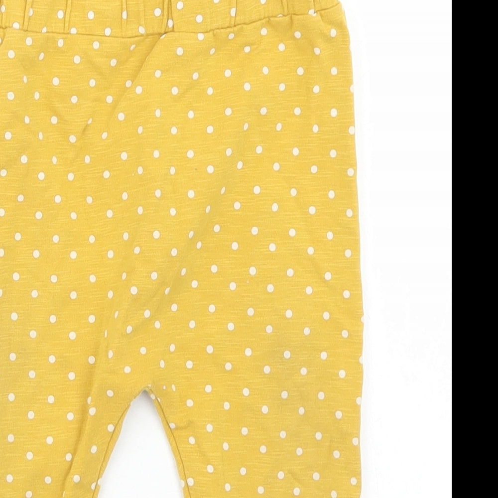 NEXT Girls Yellow Polka Dot Cotton Jogger Trousers Size 9-12 Months