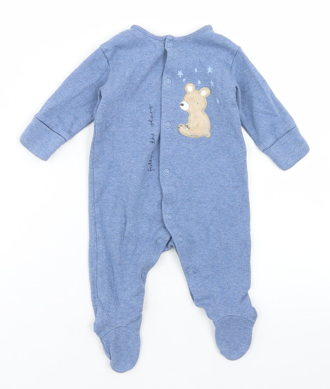 NEXT Boys Blue  Cotton Babygrow One-Piece Size 0-3 Months  Snap - Bear