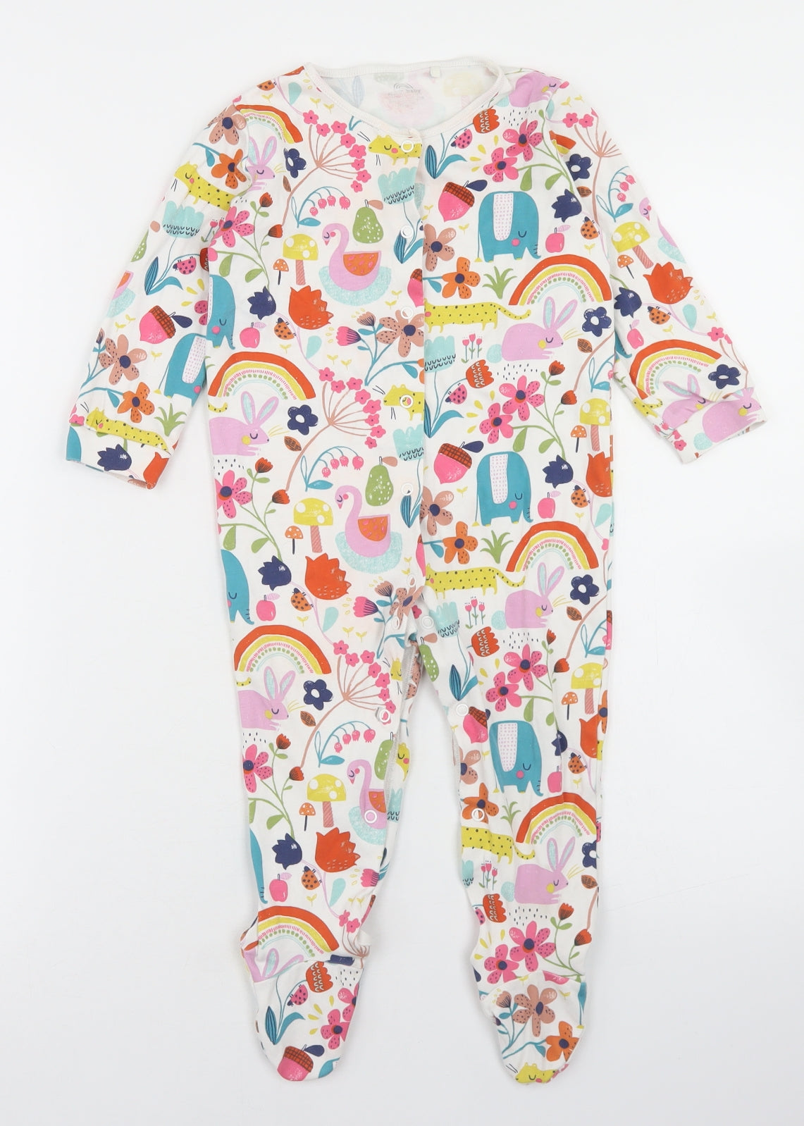 NEXT Girls White Geometric Cotton Babygrow One-Piece Size 18-24 Months  Snap
