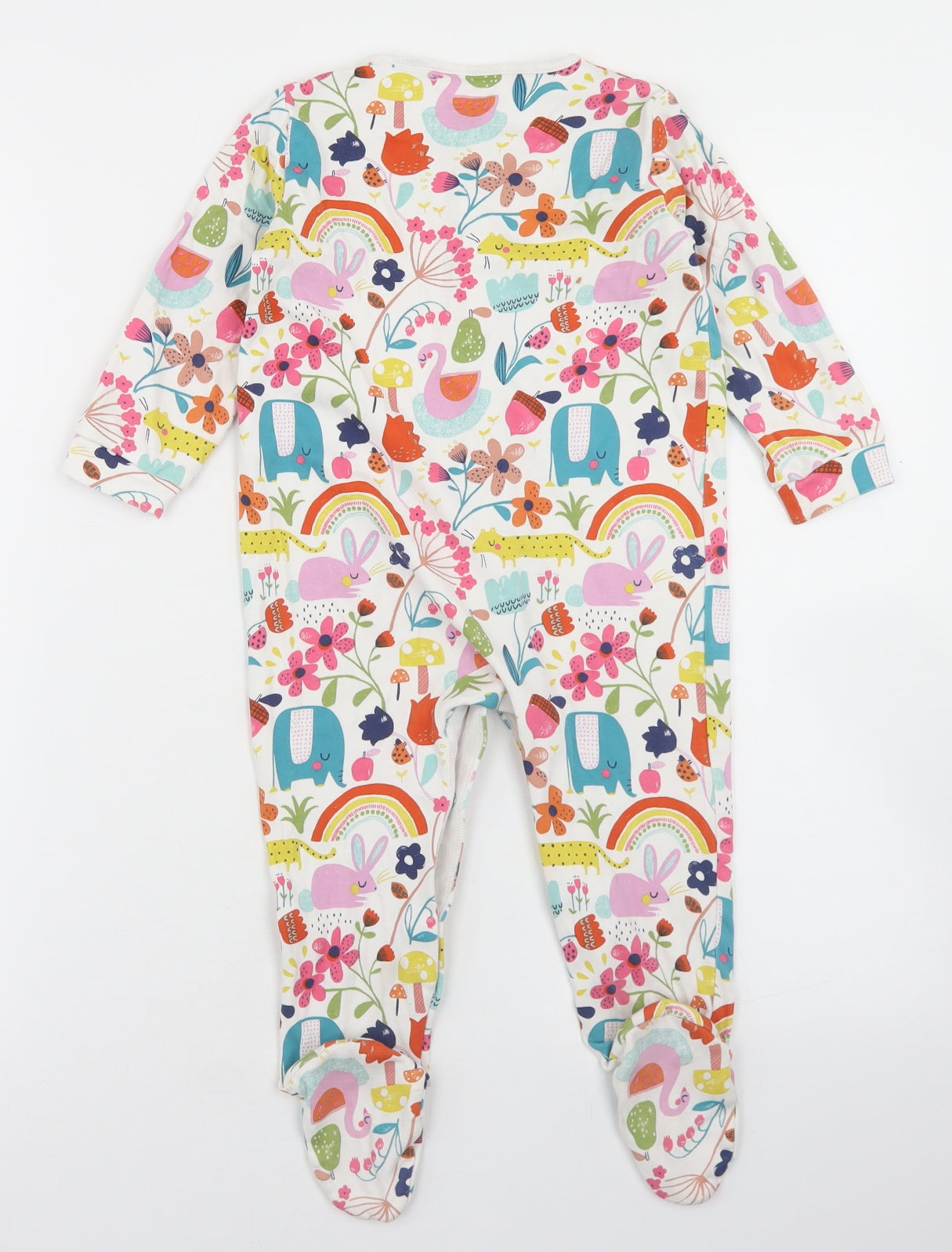 NEXT Girls White Geometric Cotton Babygrow One-Piece Size 18-24 Months  Snap