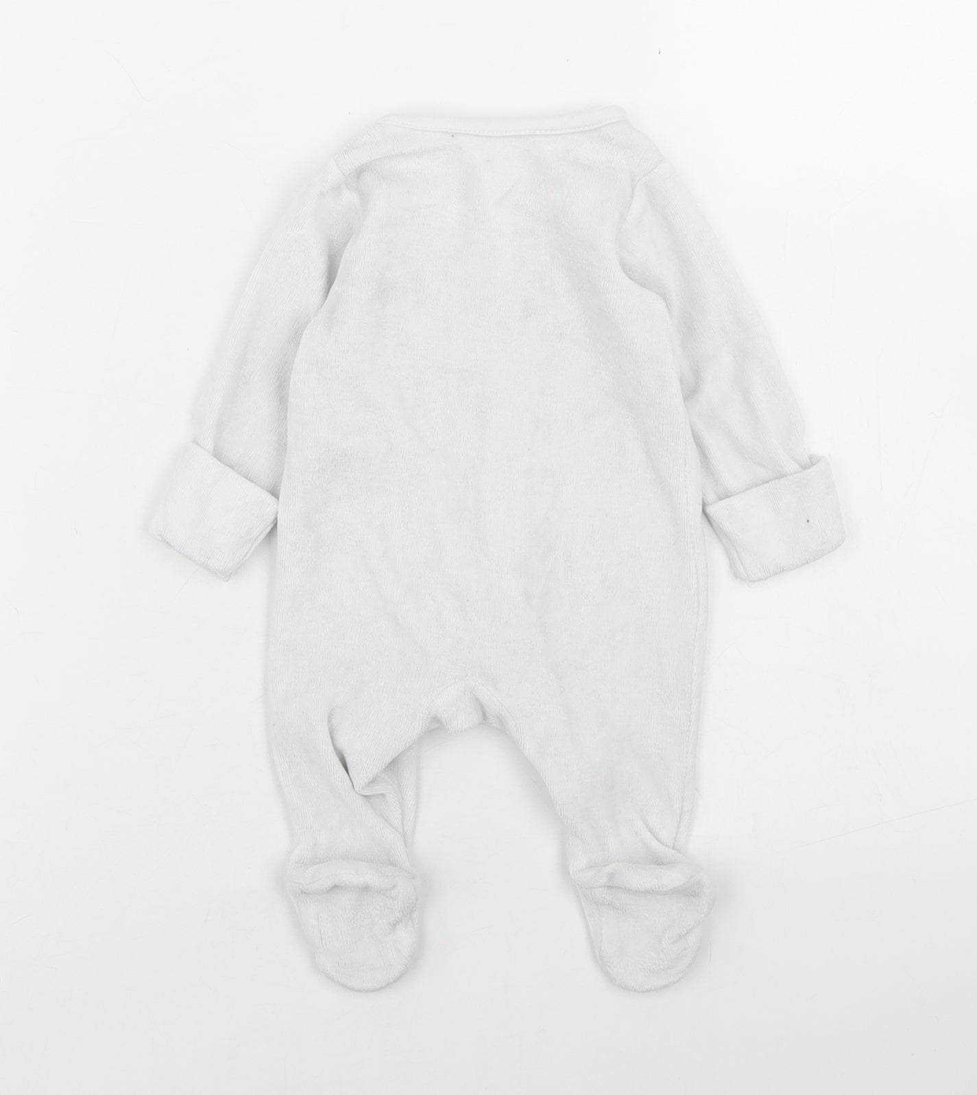 Marks and Spencer Girls Grey  Cotton Babygrow One-Piece Size Newborn  Snap - Zoo Animals