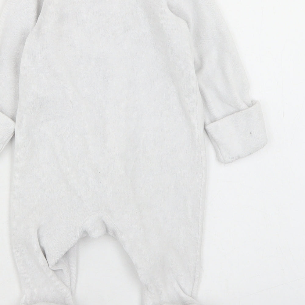 Marks and Spencer Girls Grey  Cotton Babygrow One-Piece Size Newborn  Snap - Zoo Animals