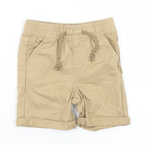 Primark Boys Beige  Cotton Cropped Trousers Size 6-9 Months  Drawstring