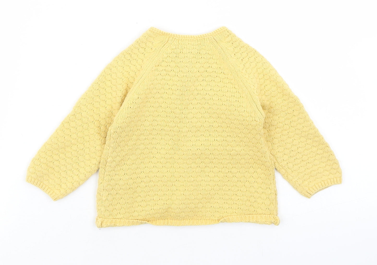 Primark Girls Yellow  Cotton Cardigan Jumper Size 6-9 Months  Button