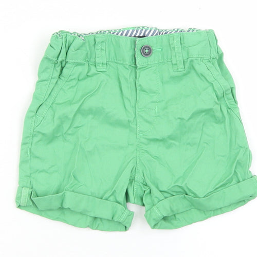 H&M Girls Green  Cotton Cropped Trousers Size 6-9 Months  Button