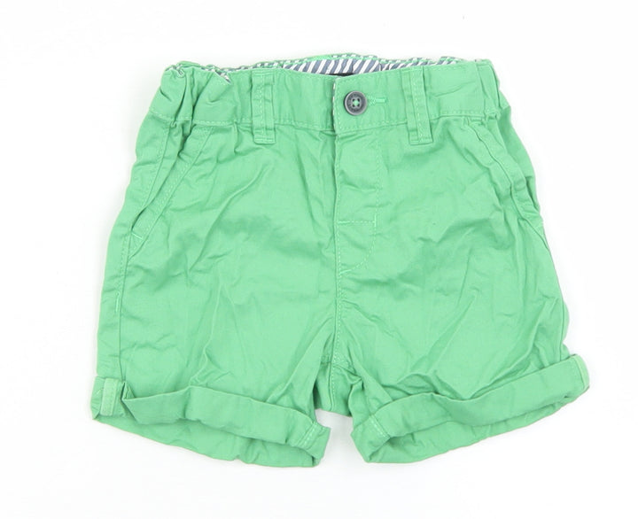 H&M Girls Green Cotton Cropped Trousers Size 6-9 Months Button