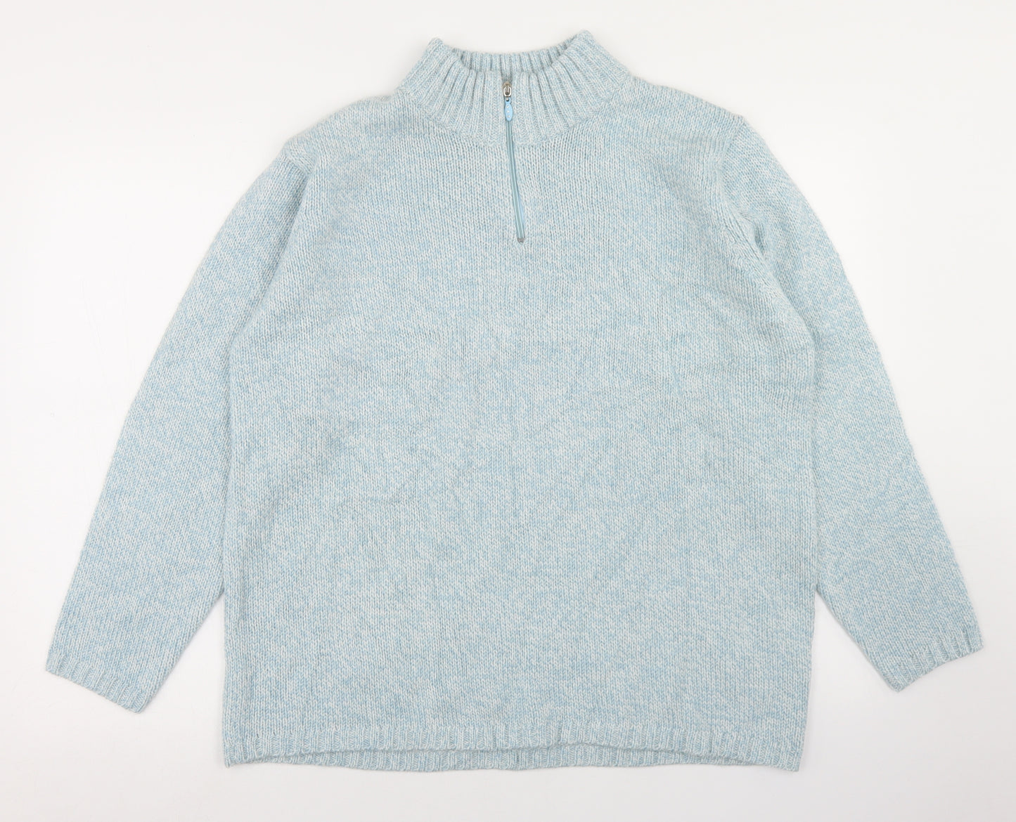 Damart Womens Blue Mock Neck  Acrylic Pullover Jumper Size 18