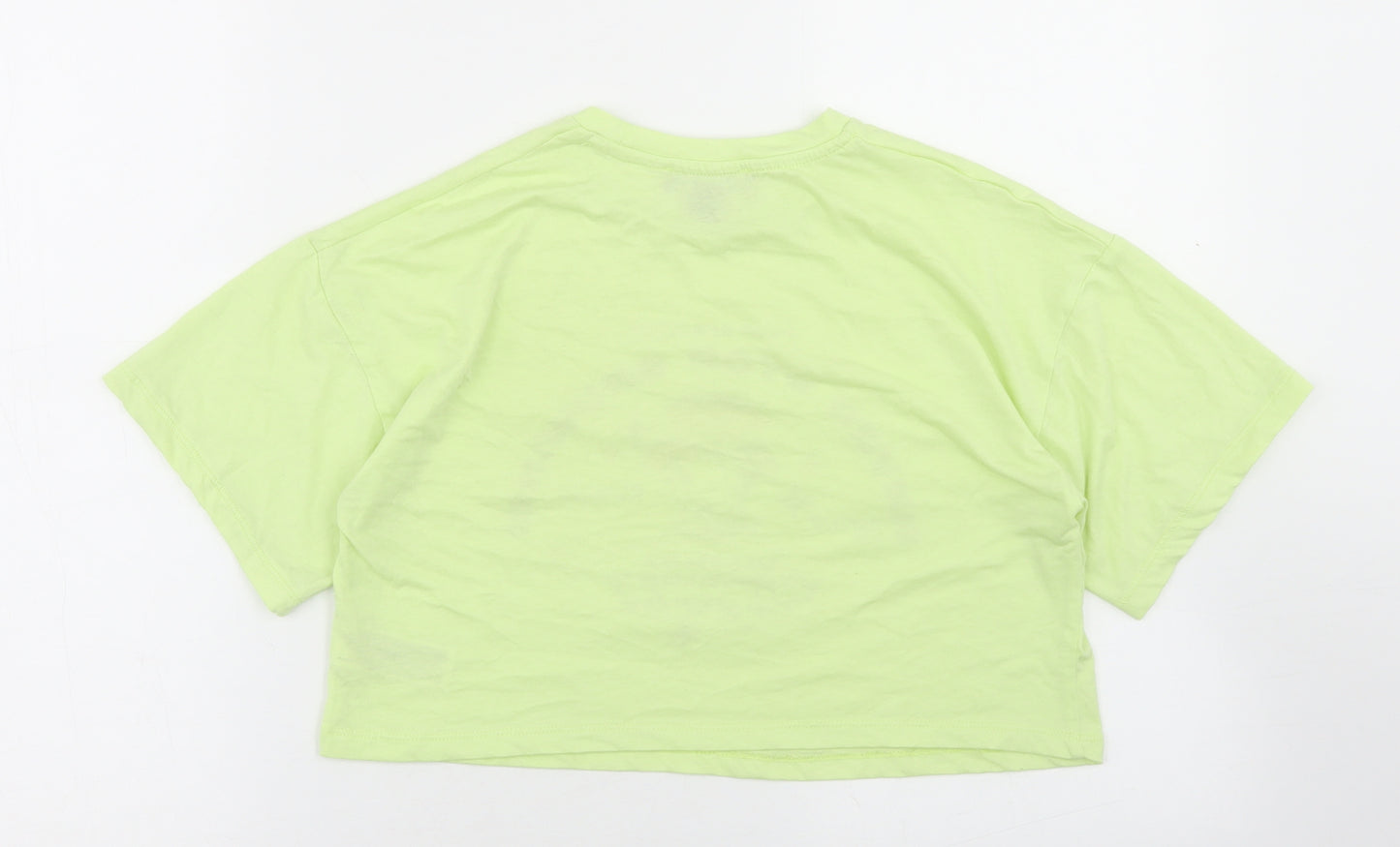 Primark Womens Yellow  Polyester Cropped T-Shirt Size 4 Crew Neck - Mushrooms
