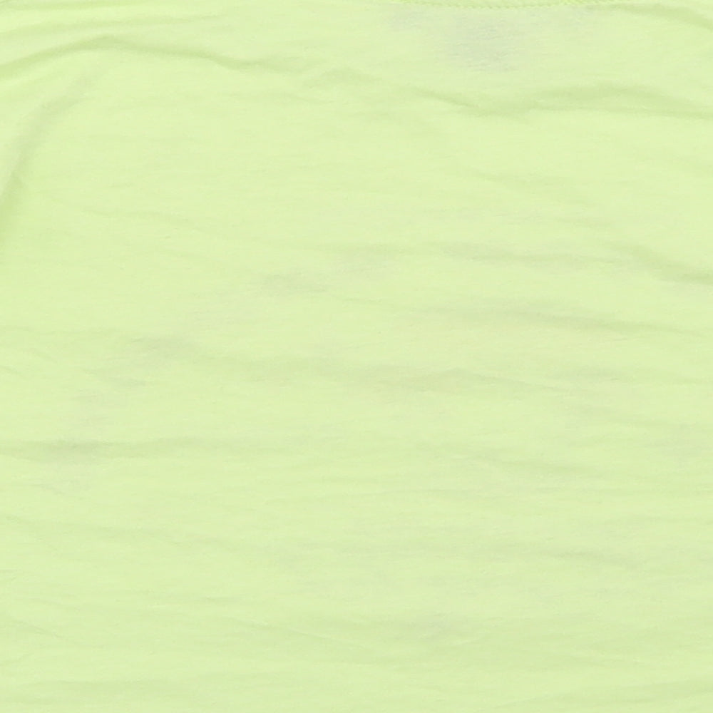Primark Womens Yellow  Polyester Cropped T-Shirt Size 4 Crew Neck - Mushrooms