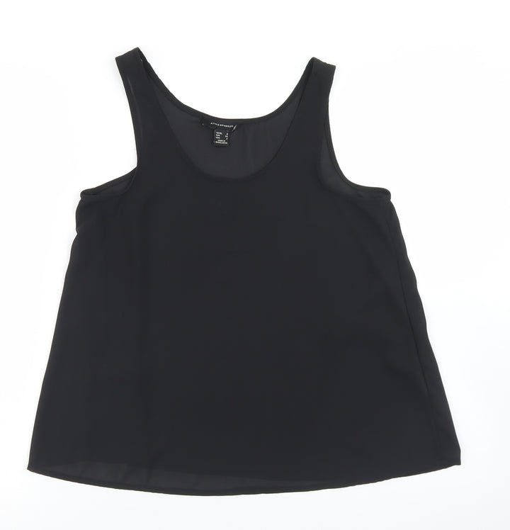 Atmosphere Womens Black  Polyester Basic Blouse Size 6 Round Neck
