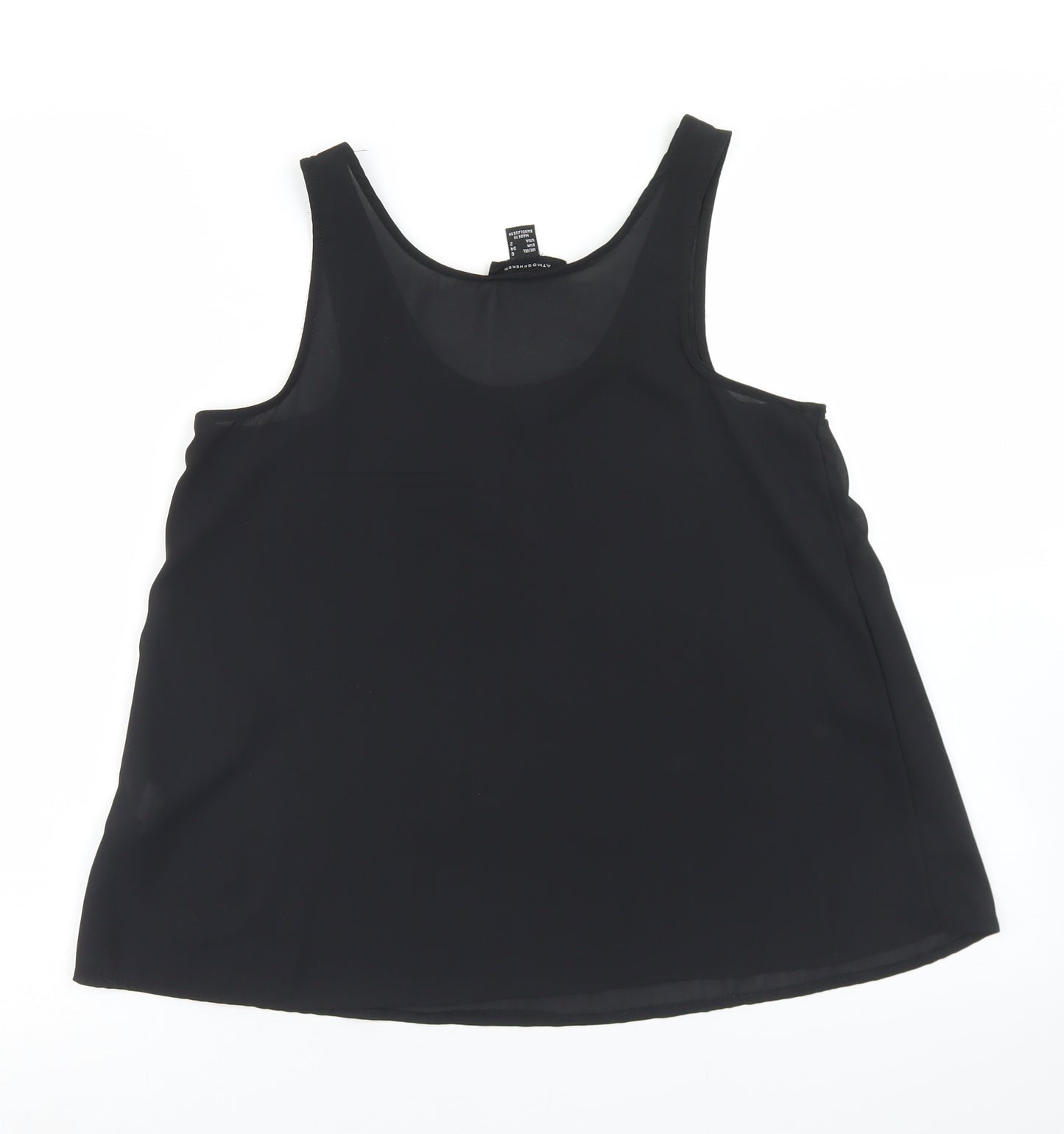 Atmosphere Womens Black  Polyester Basic Blouse Size 6 Round Neck