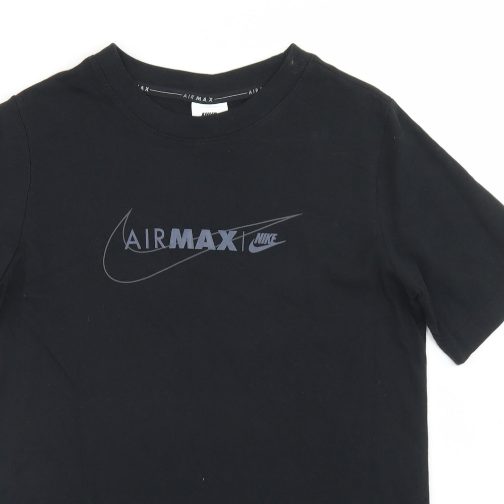Nike Boys Black  Cotton Basic T-Shirt Size 11-12 Years Crew Neck