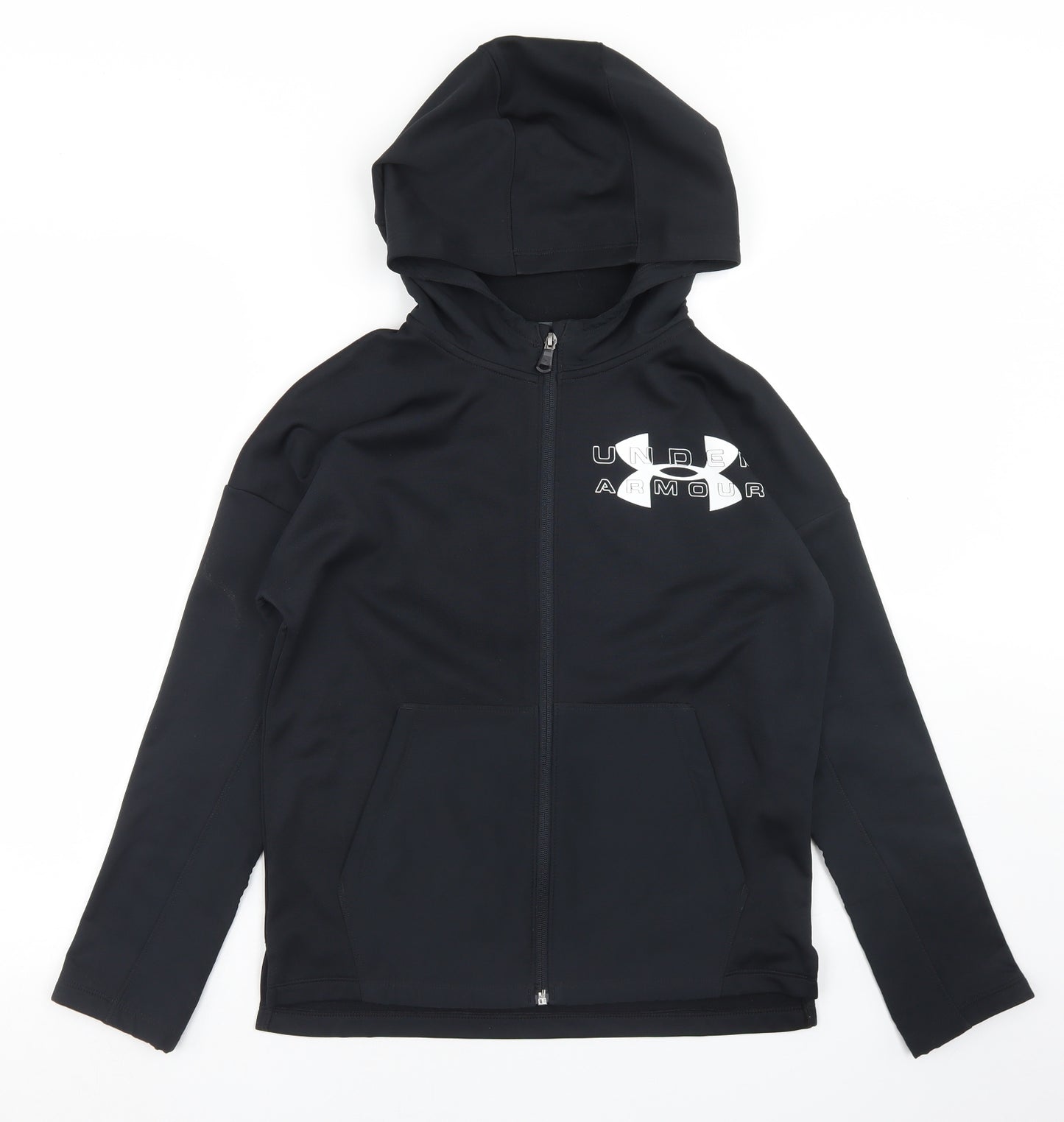 Under armour Boys Black  Polyester Full Zip Hoodie Size L  Zip