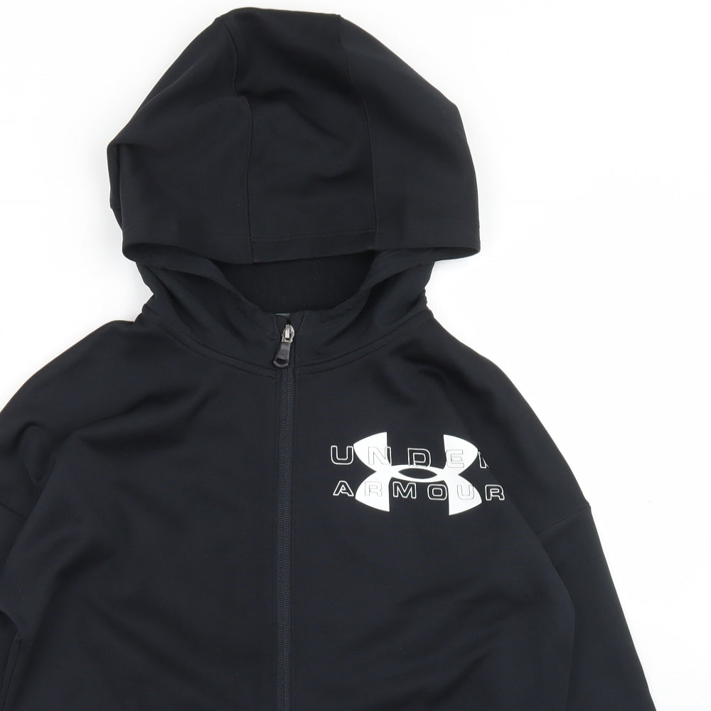 Under armour Boys Black  Polyester Full Zip Hoodie Size L  Zip