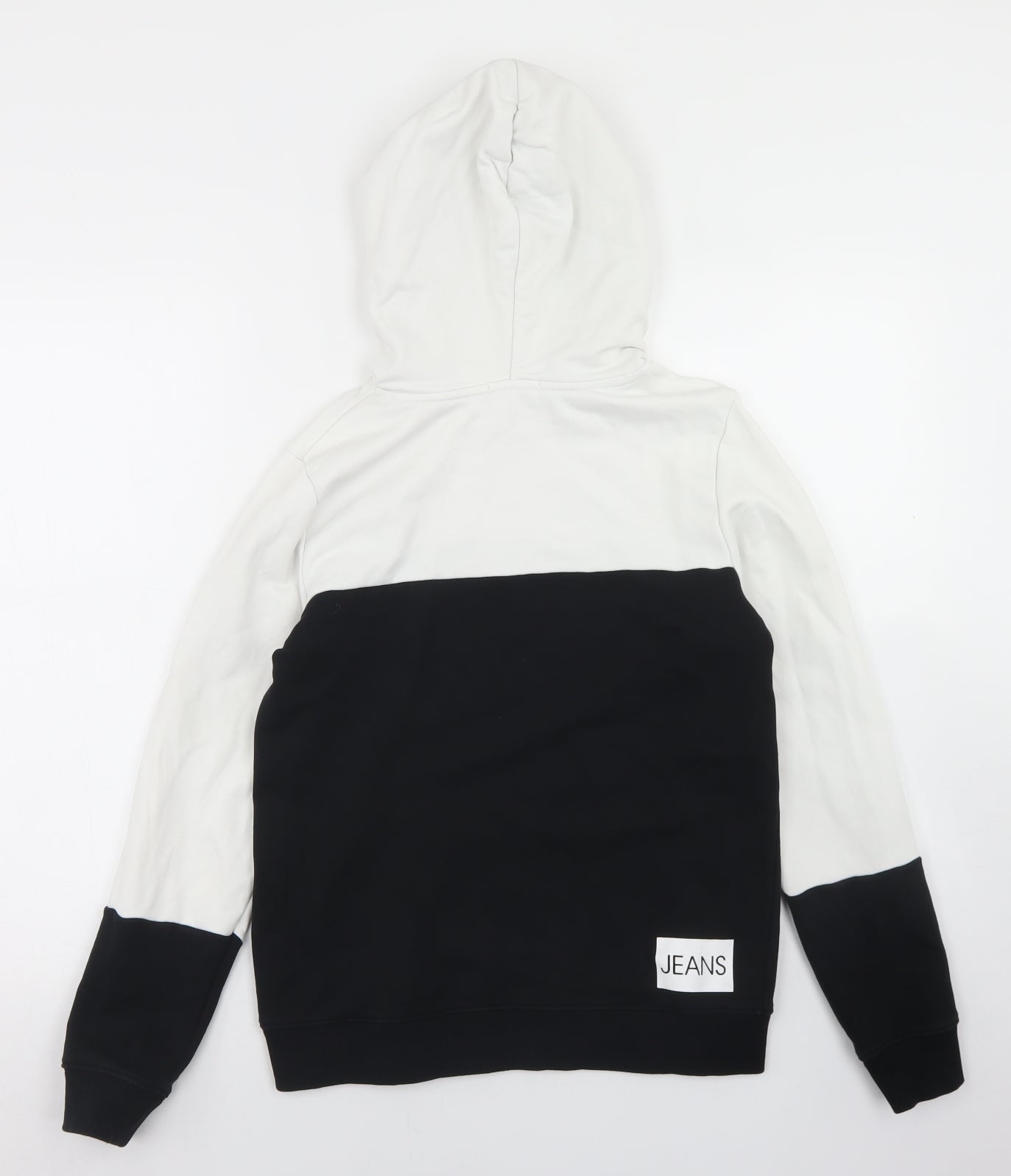 Calvin Klein Boys Black Colourblock Cotton Pullover Hoodie Size 14 Years
