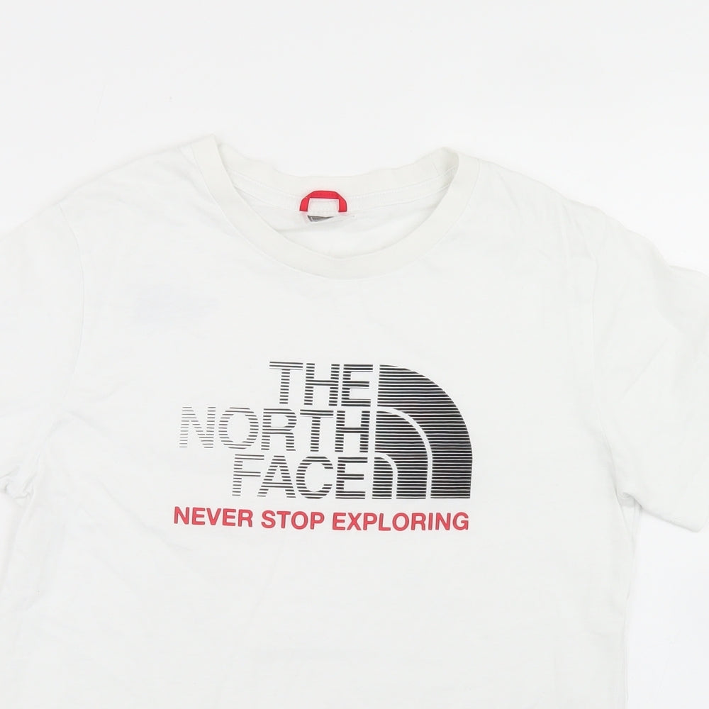 The North Face Boys White  Cotton Basic T-Shirt Size L Crew Neck