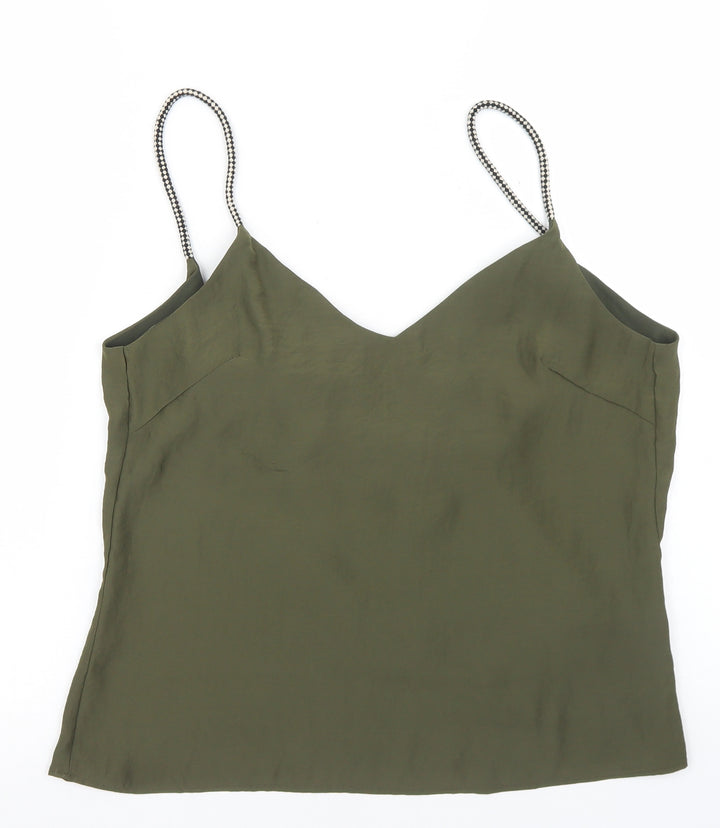 Goldie Womens Green Polyester Camisole Blouse Size S Round Neck - Plunge Back
