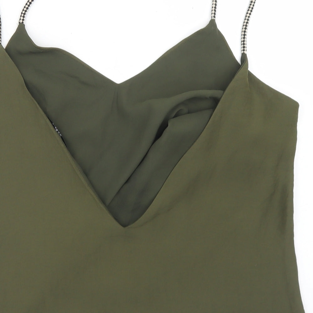 Goldie Womens Green  Polyester Camisole Blouse Size S Round Neck - Plunge Back