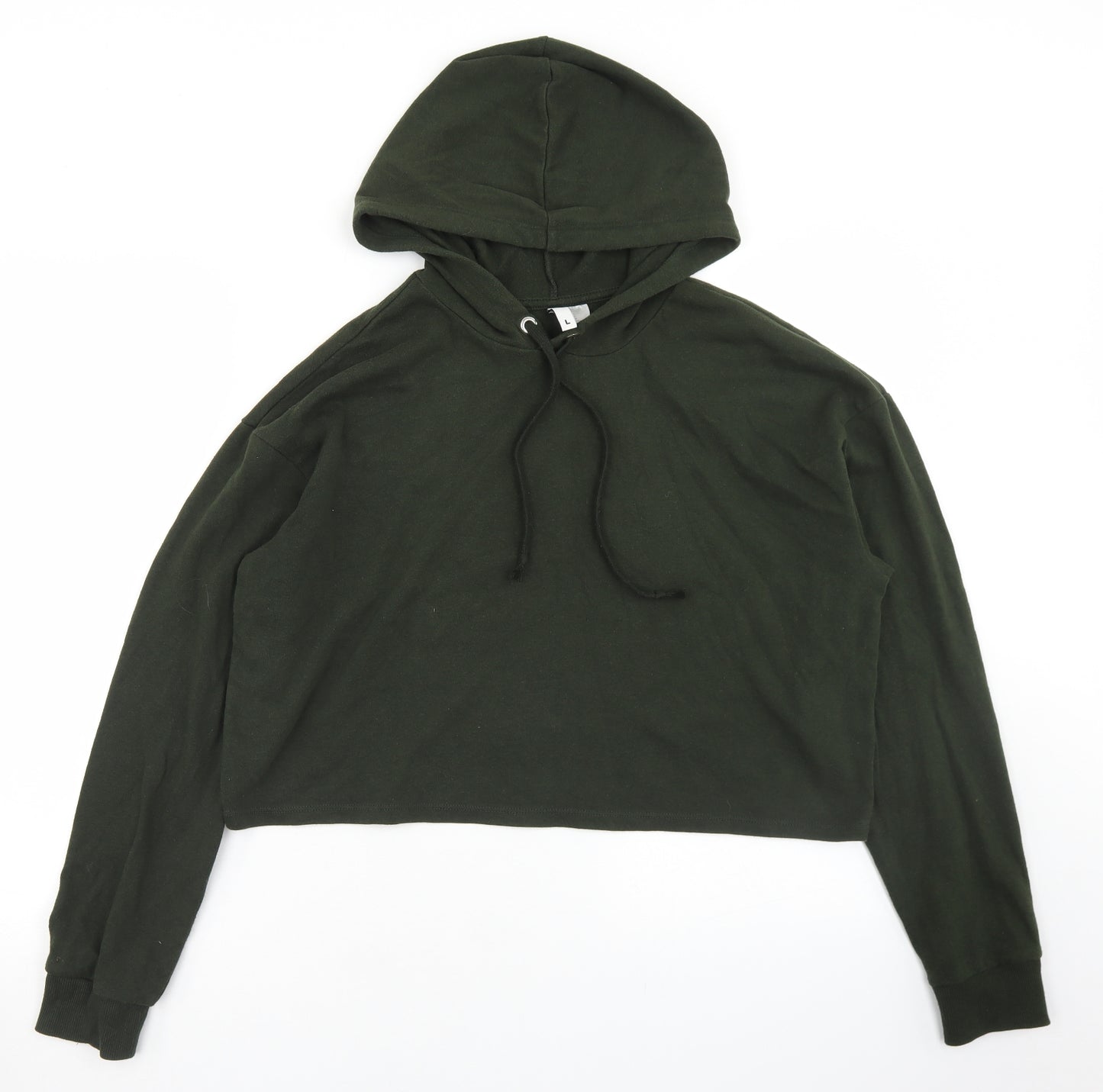 Divided Womens Green  Cotton Pullover Hoodie Size L   - Cropped