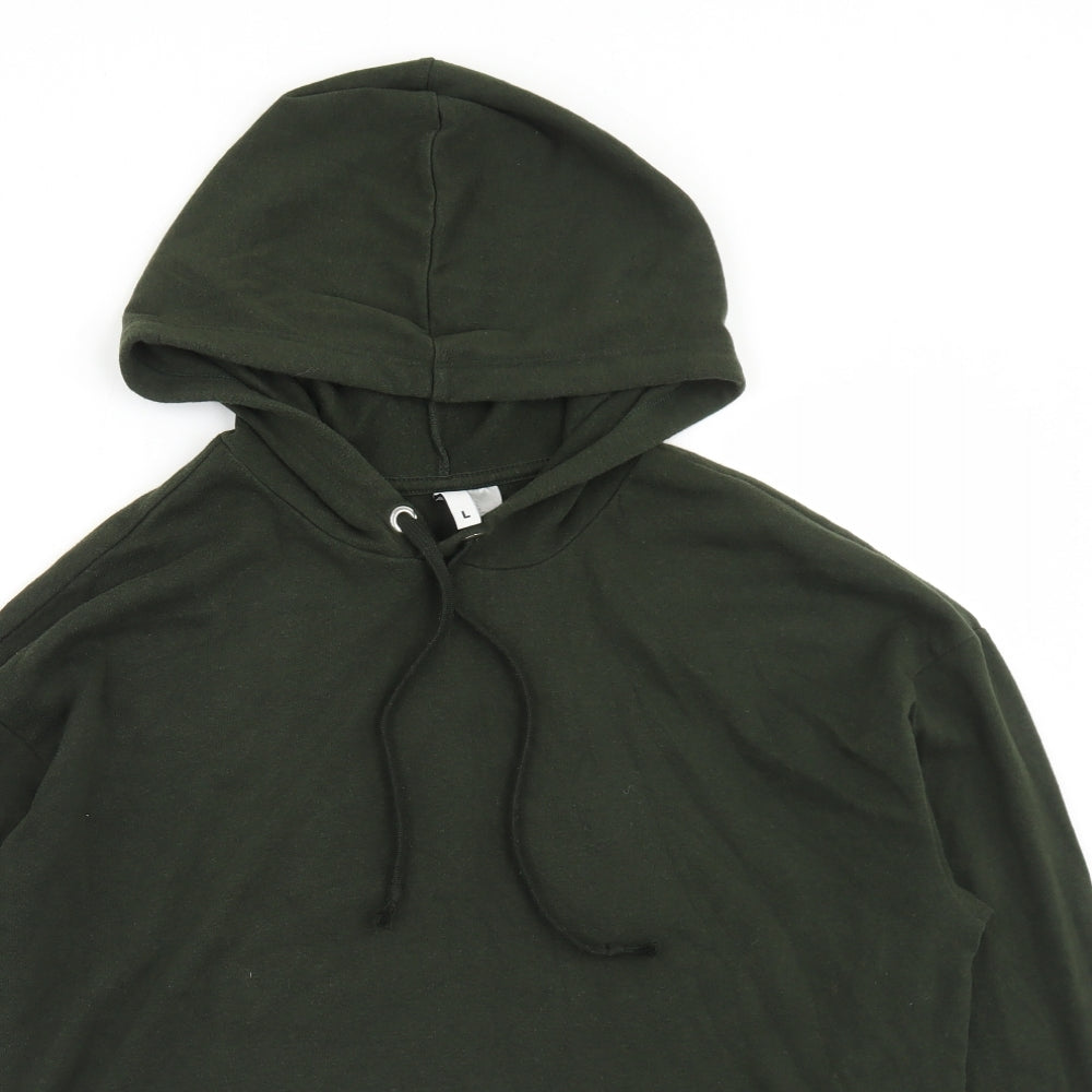 Divided Womens Green  Cotton Pullover Hoodie Size L   - Cropped