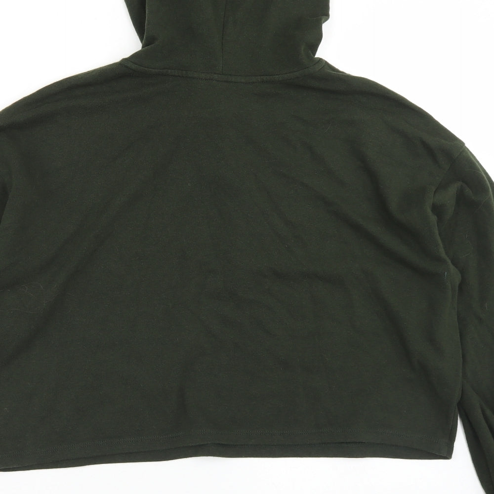 Divided Womens Green  Cotton Pullover Hoodie Size L   - Cropped