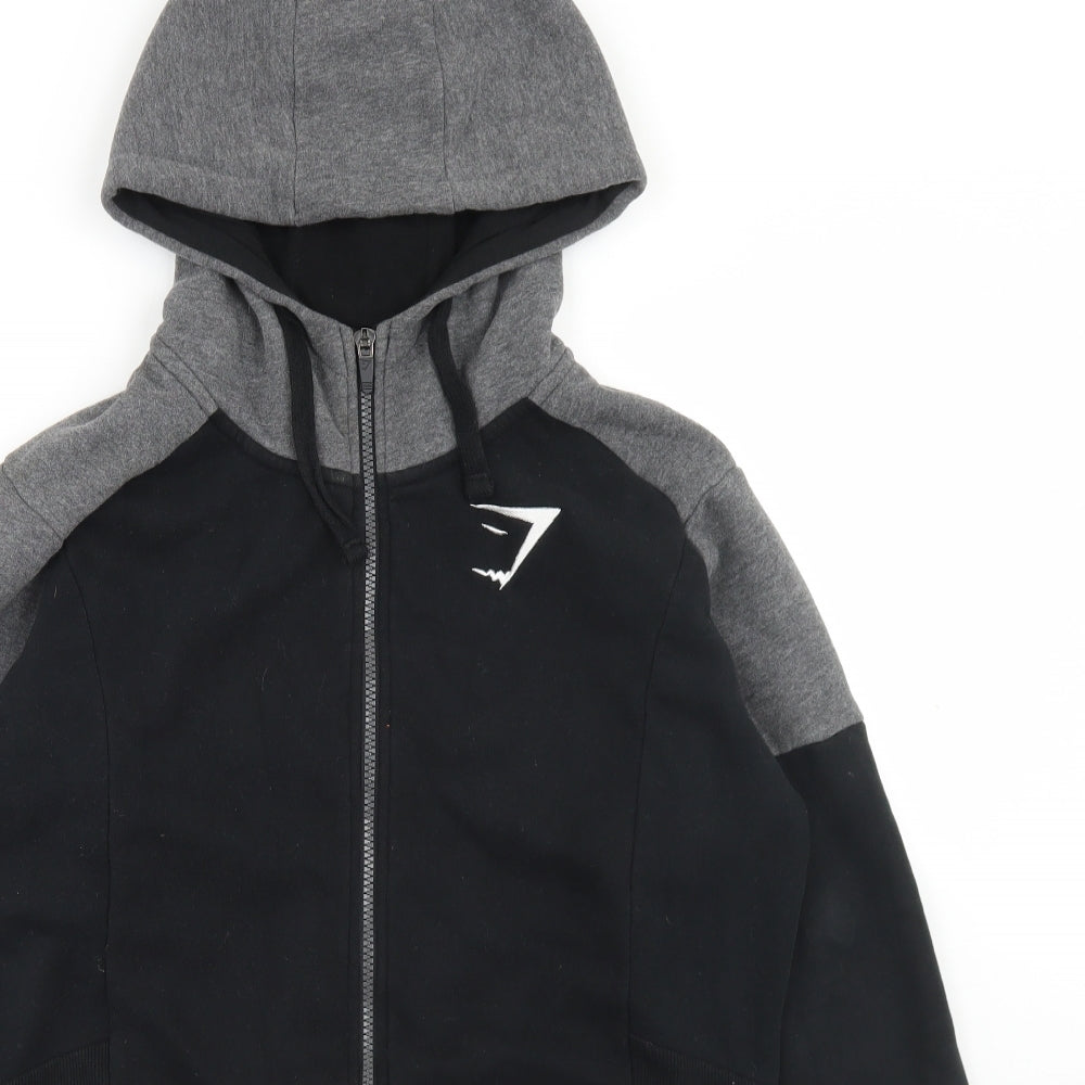 Gymshark Mens Black  Cotton Full Zip Hoodie Size M