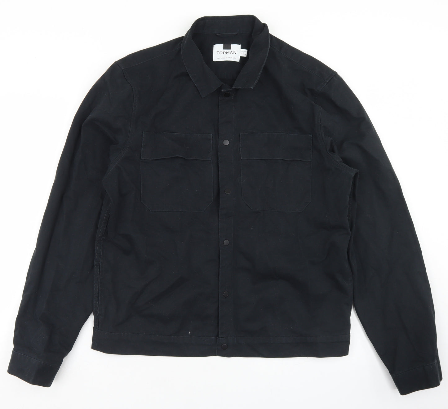 Topman Mens Black   Jacket  Size L  Snap