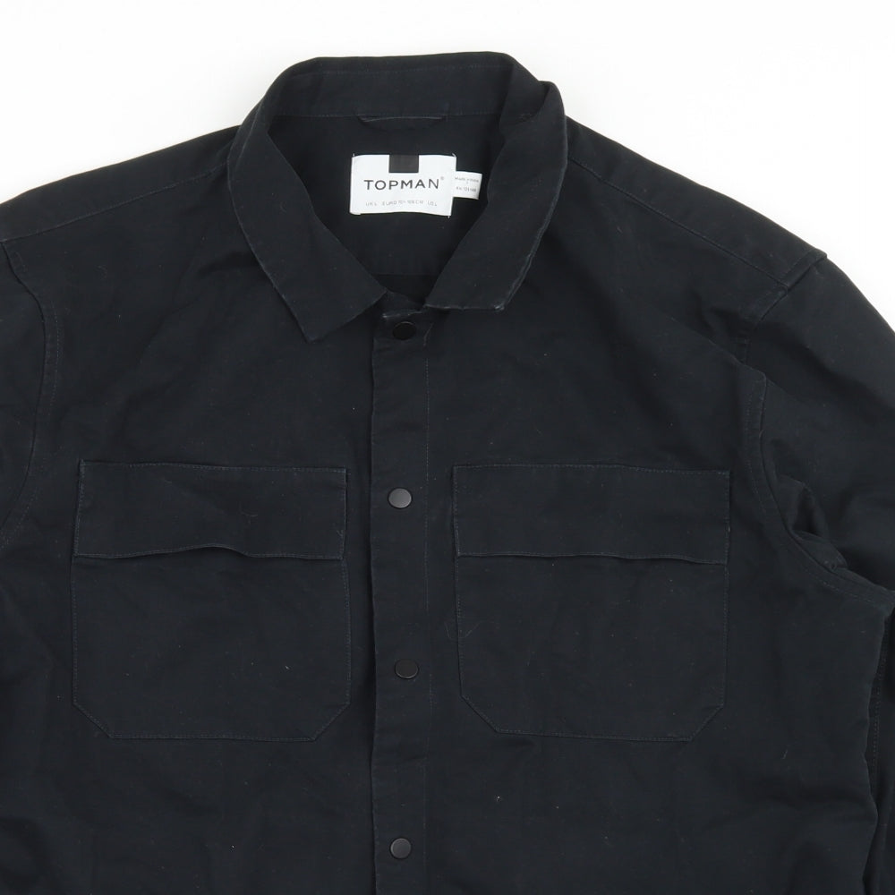Topman Mens Black   Jacket  Size L  Snap