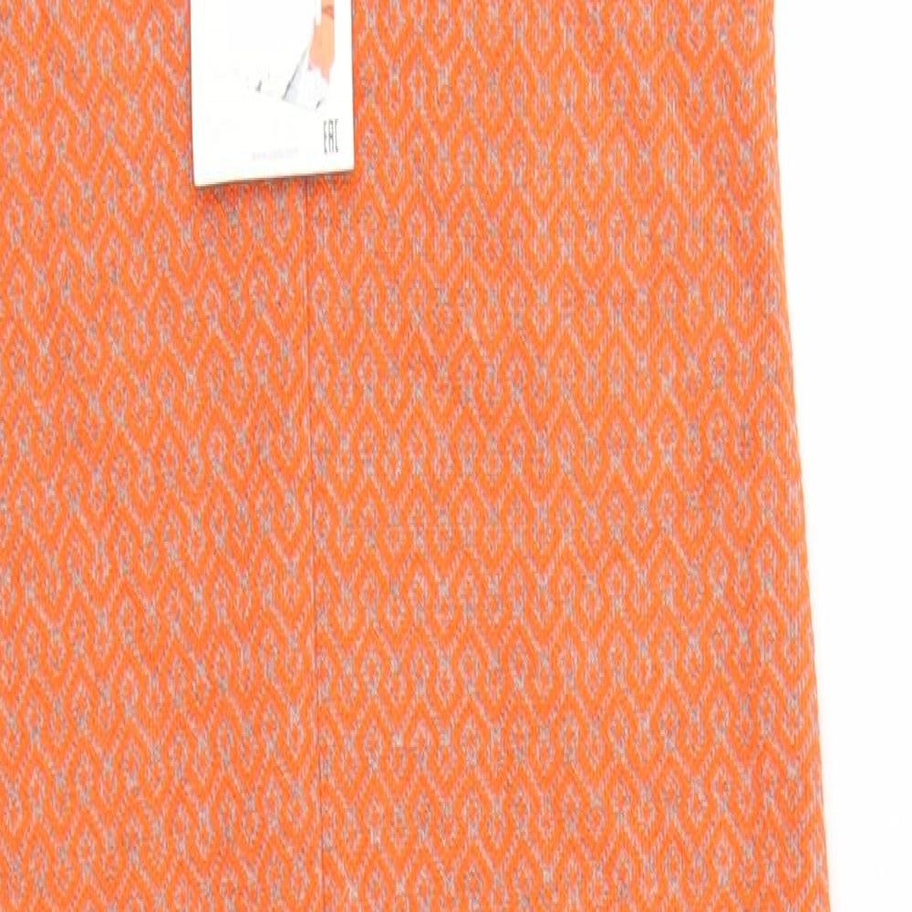 Zara Womens Orange Geometric Viscose Bodycon  Size XS  Halter
