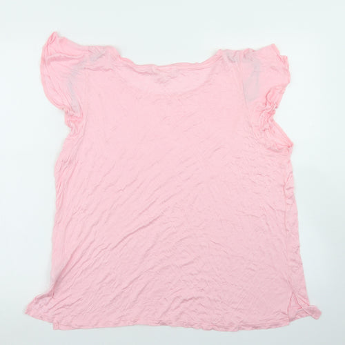H&M Womens Pink  Viscose Basic T-Shirt Size L Round Neck
