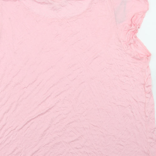 H&M Womens Pink  Viscose Basic T-Shirt Size L Round Neck
