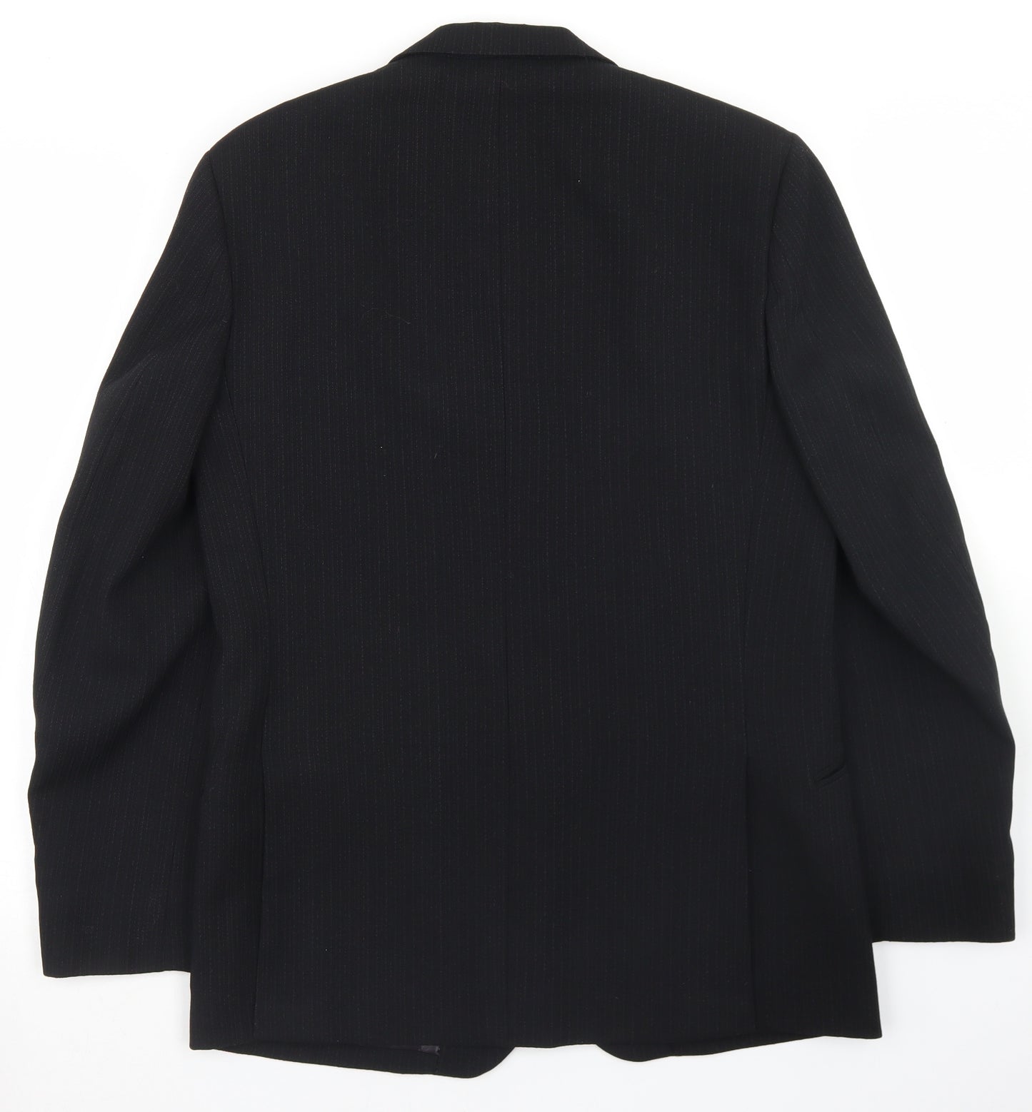 Drescott Mens Black Striped Polyester Jacket Blazer Size 34