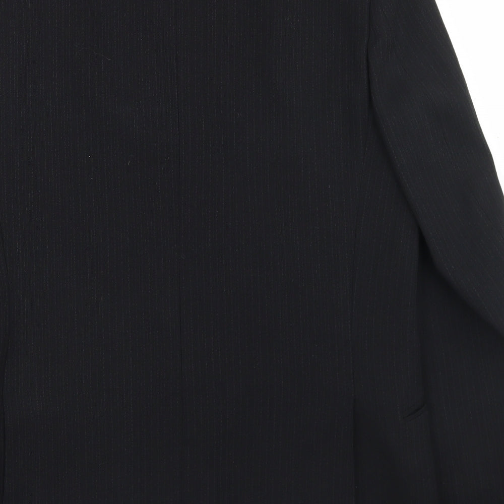 Drescott Mens Black Striped Polyester Jacket Blazer Size 34