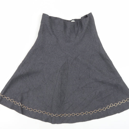 Zara Womens Grey  Viscose Skater Skirt Size S