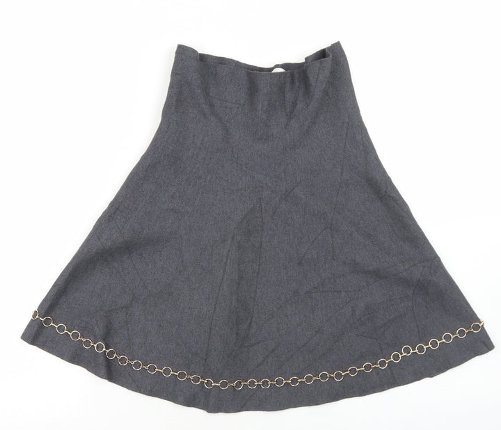 Zara Womens Grey Viscose Skater Skirt Size S