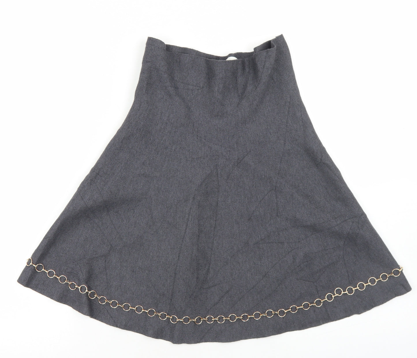 Zara Womens Grey  Viscose Skater Skirt Size S