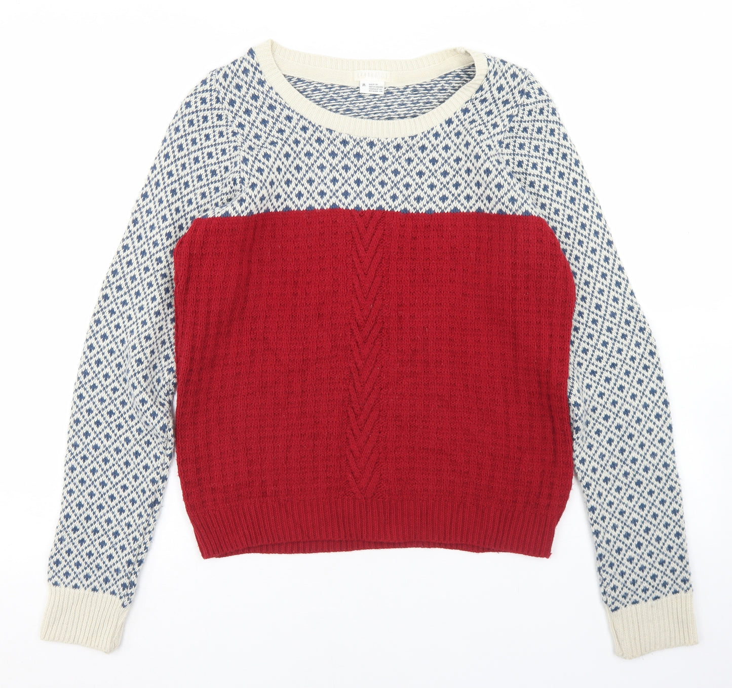Cooperative Womens Multicoloured Round Neck Geometric Acrylic Pullover Jumper Size M