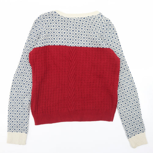 Cooperative Womens Multicoloured Round Neck Geometric Acrylic Pullover Jumper Size M