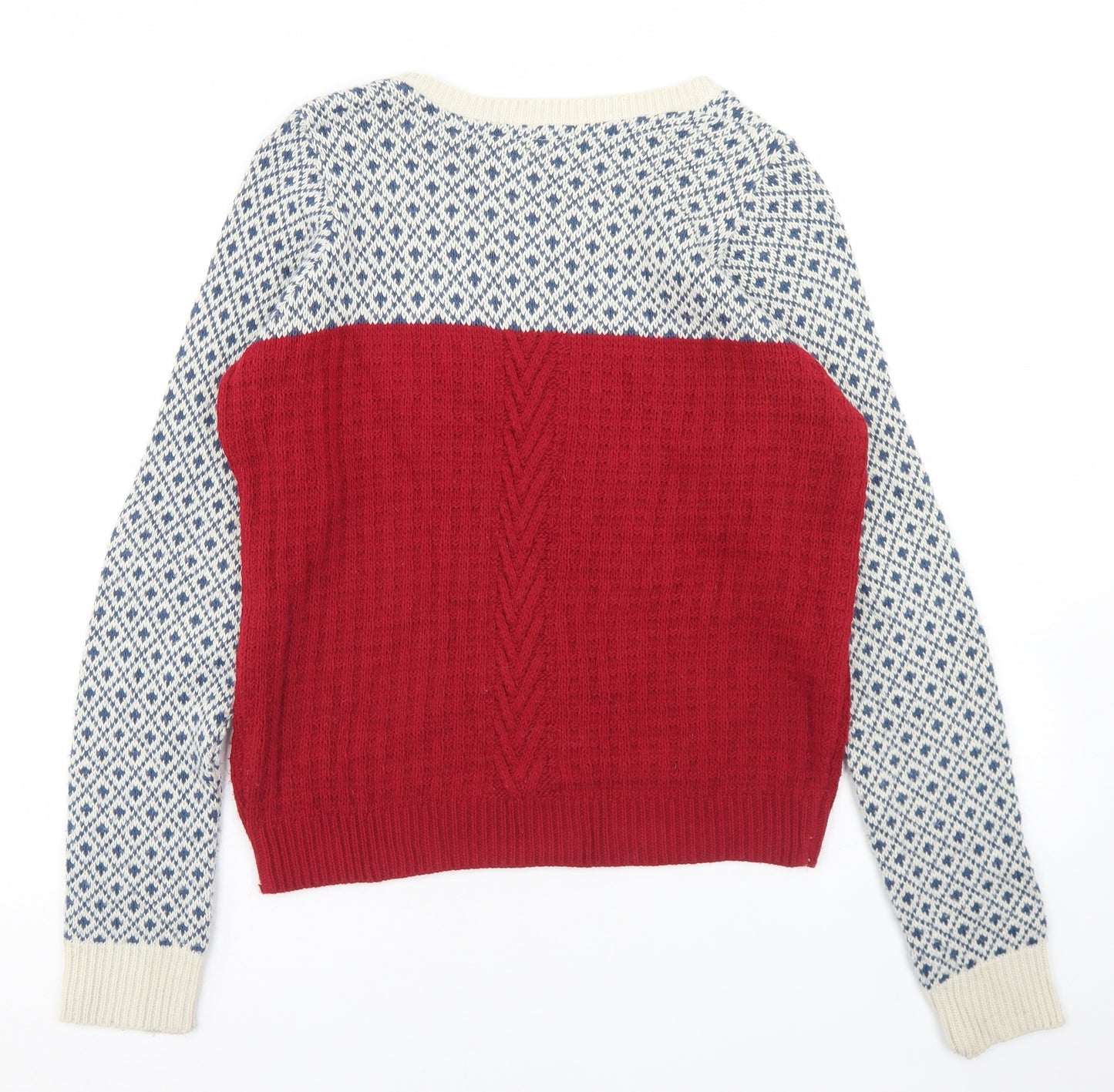 Cooperative Womens Multicoloured Round Neck Geometric Acrylic Pullover Jumper Size M