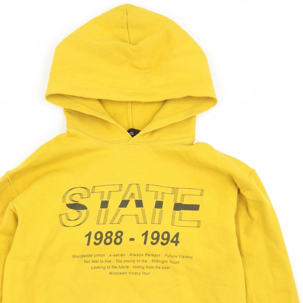 River Island Mens Yellow  Cotton Pullover Hoodie Size S