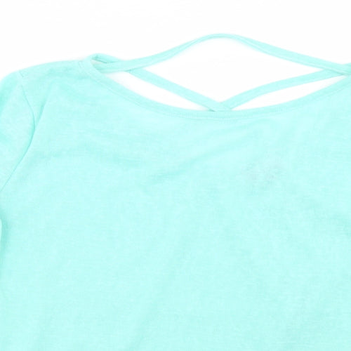 Paramour Womens Blue  Polyester Basic T-Shirt Size M Round Neck - Lace Trim lseeve