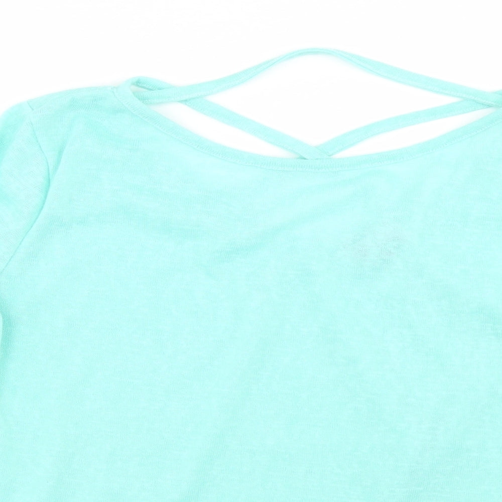 Paramour Womens Blue  Polyester Basic T-Shirt Size M Round Neck - Lace Trim lseeve