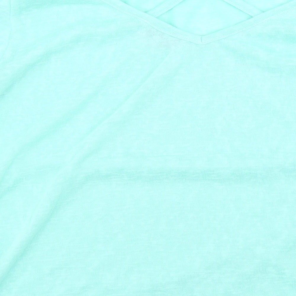 Paramour Womens Blue  Polyester Basic T-Shirt Size M Round Neck - Lace Trim lseeve