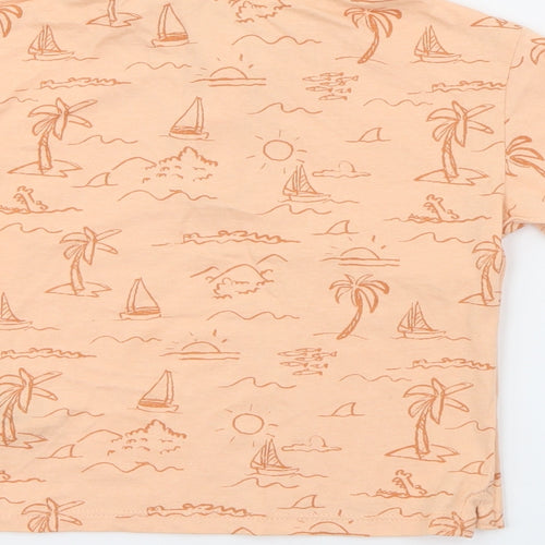 H&M Boys Orange Geometric Cotton Pullover Polo Size 3 Years Collared Button