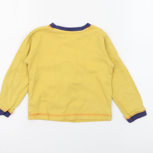 Dunnes Stores Boys Yellow  Cotton Pullover T-Shirt Size 2-3 Years Crew Neck  - Robot