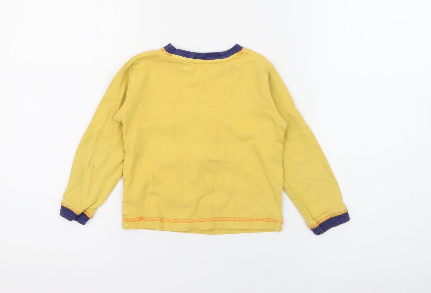 Dunnes Stores Boys Yellow  Cotton Pullover T-Shirt Size 2-3 Years Crew Neck  - Robot